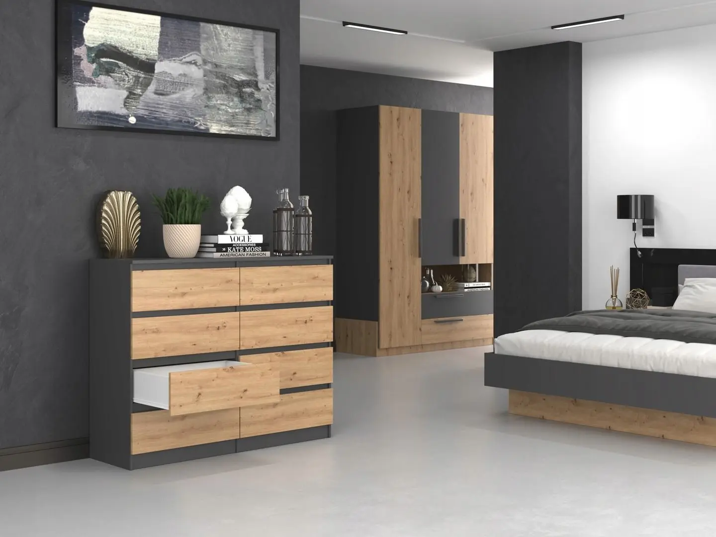 Comoda TopEshop Malwa M8 120 (Anthracite/Artisan Oak)