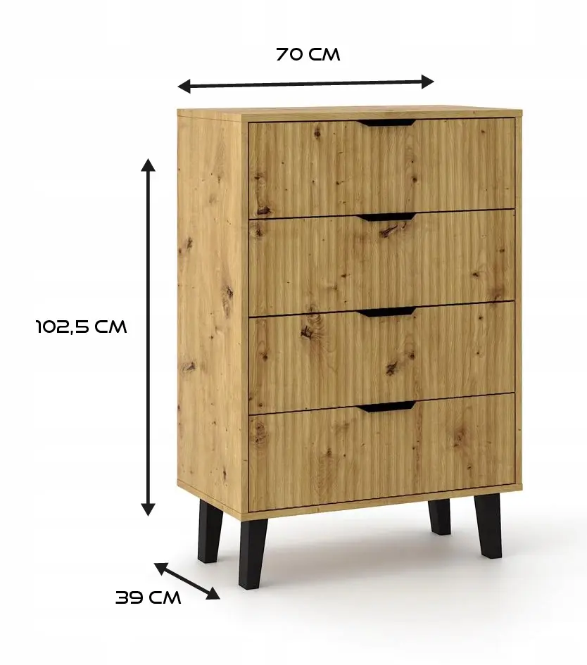 Comoda TopEshop Scandi 4S Slim (Artisan Oak) - 4