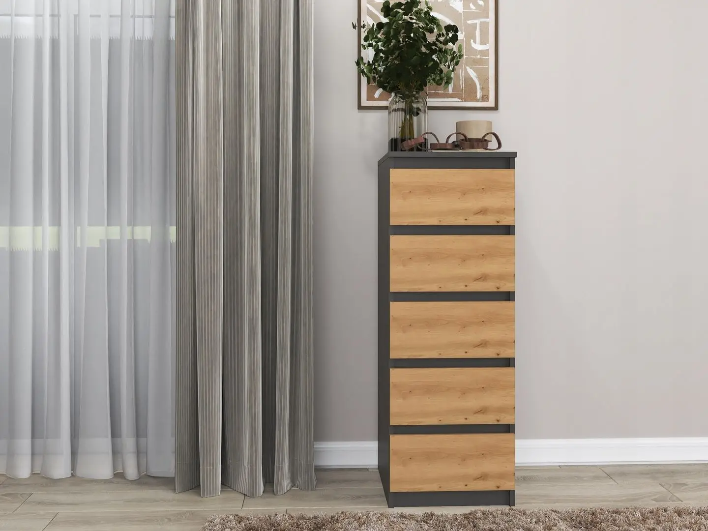 Comoda TopEshop W5 (Anthracite/Artisan Oak)