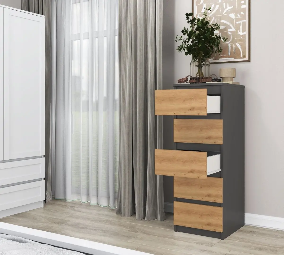 Comoda TopEshop W5 (Anthracite/Artisan Oak)