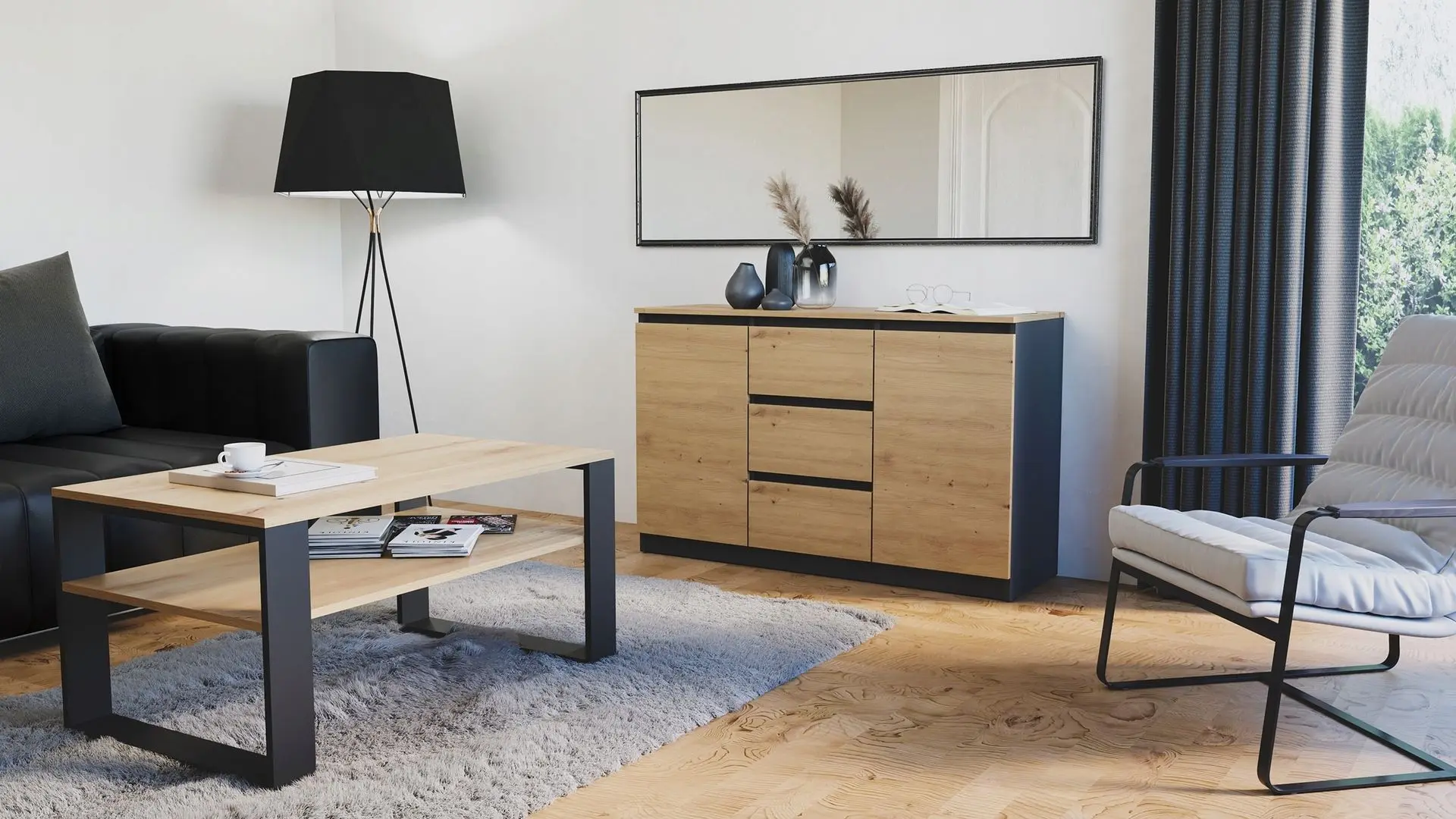 Set tumbe TopEshop Costa 3D6S (Anthracite/Artisan Oak)