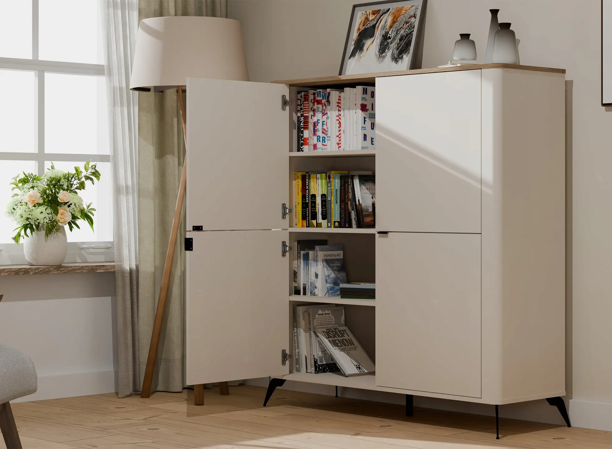 Тумба TopEshop Cordoba 4D (Cashmere/Castello Oak) - 7