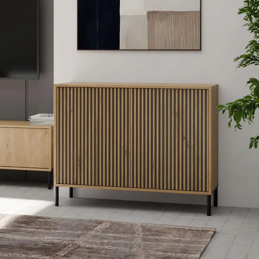 Тумба TopEshop Kamaro 2D Slim (Artisan Oak/Black)