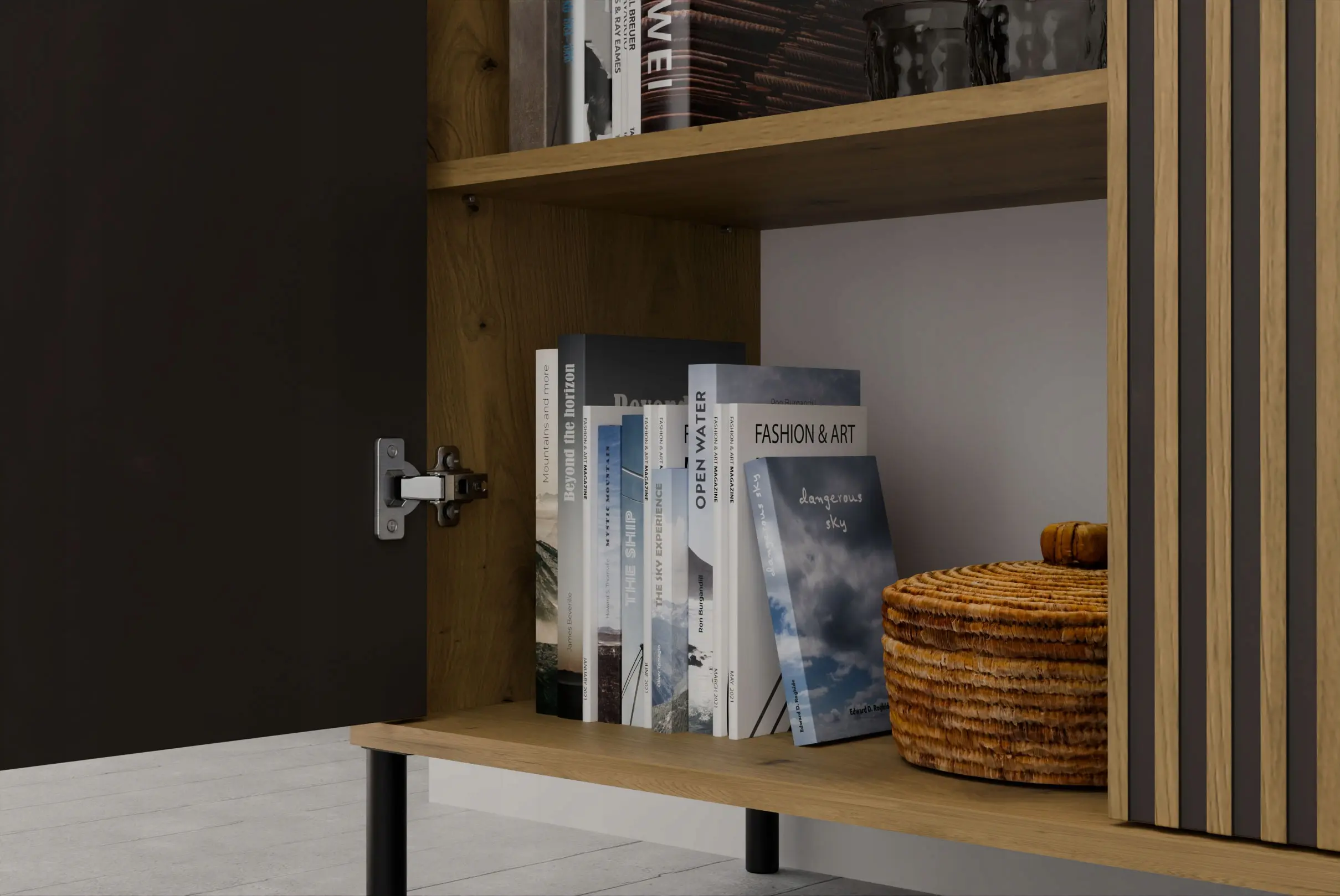 Тумба TopEshop Kamaro 2D Slim/Smooth (Artisan Oak/Black) - 6