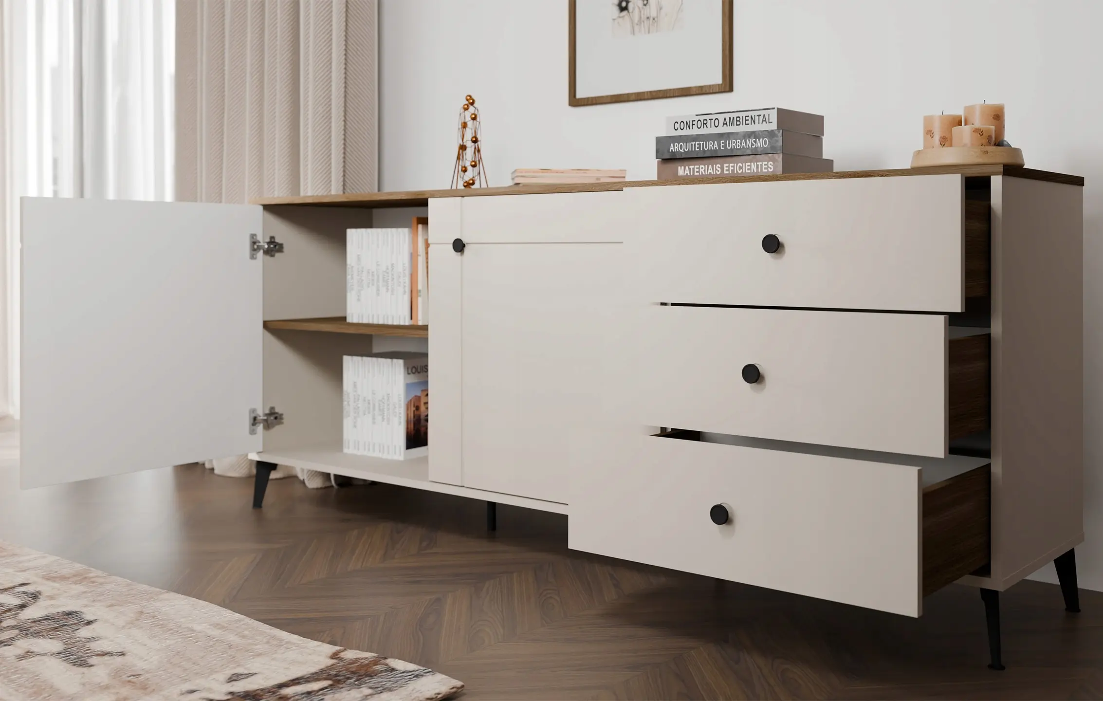 Тумба TopEshop Point 2D3S (Cashmere/Castello Oak) - 8