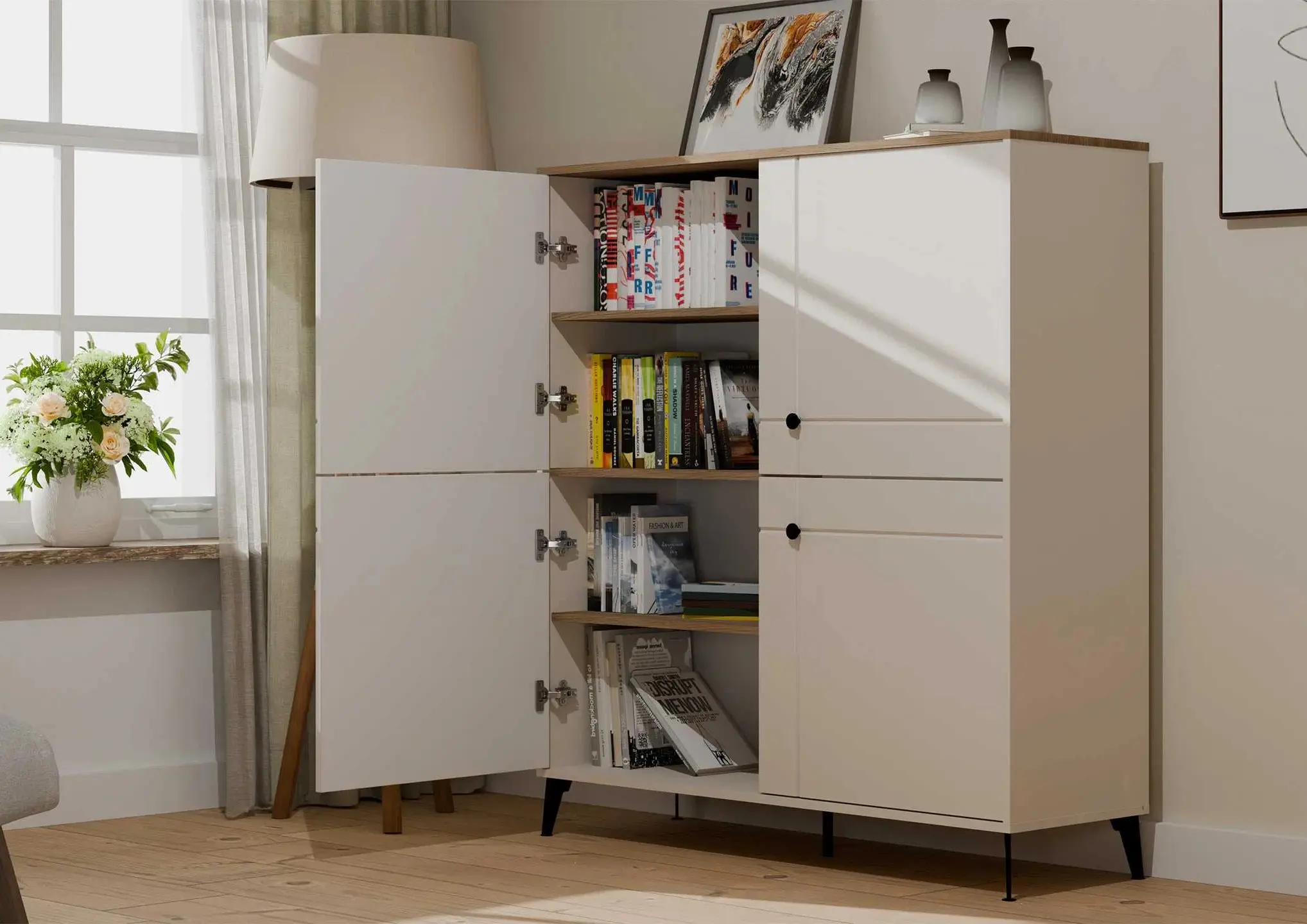 Тумба TopEshop Point 4D (Cashmere/Castello Oak) - 6