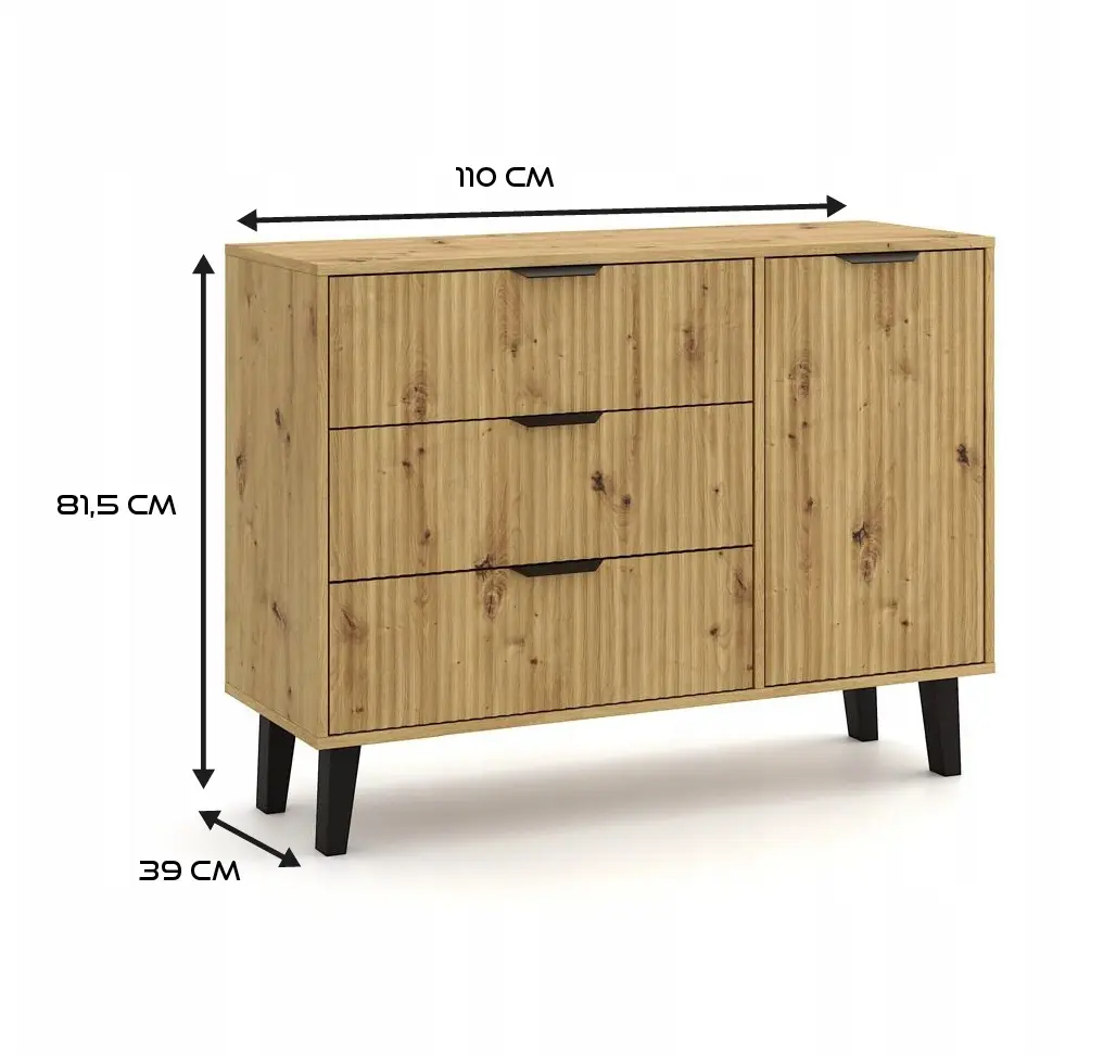 Тумба TopEshop Scandi 1D3S Slim (Artisan Oak) - 4