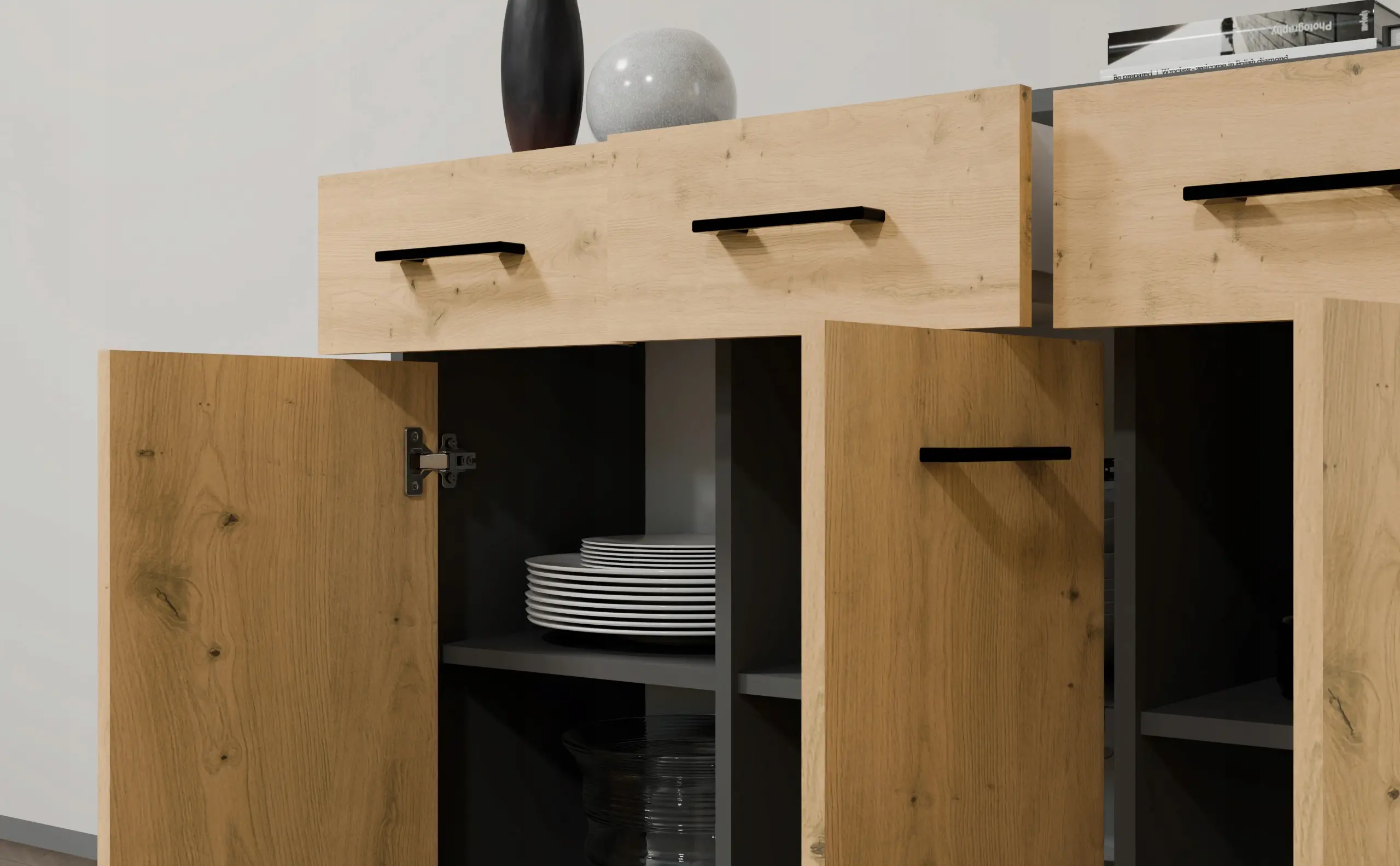 Тумба TopEshop Simplo 3D3S (Anthracite/Artisan Oak) - 5