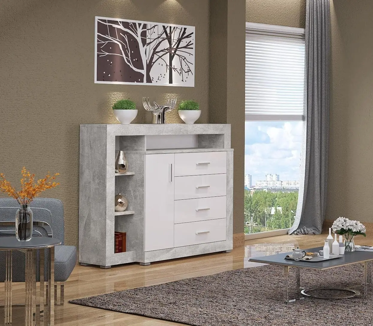 Comoda Tuckano 136 Warsaw (Atelier/White Gloss)