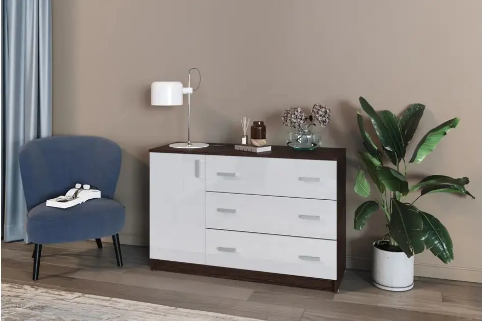 Comoda Tuckano 3S1D Basic (Wenge/White Gloss)