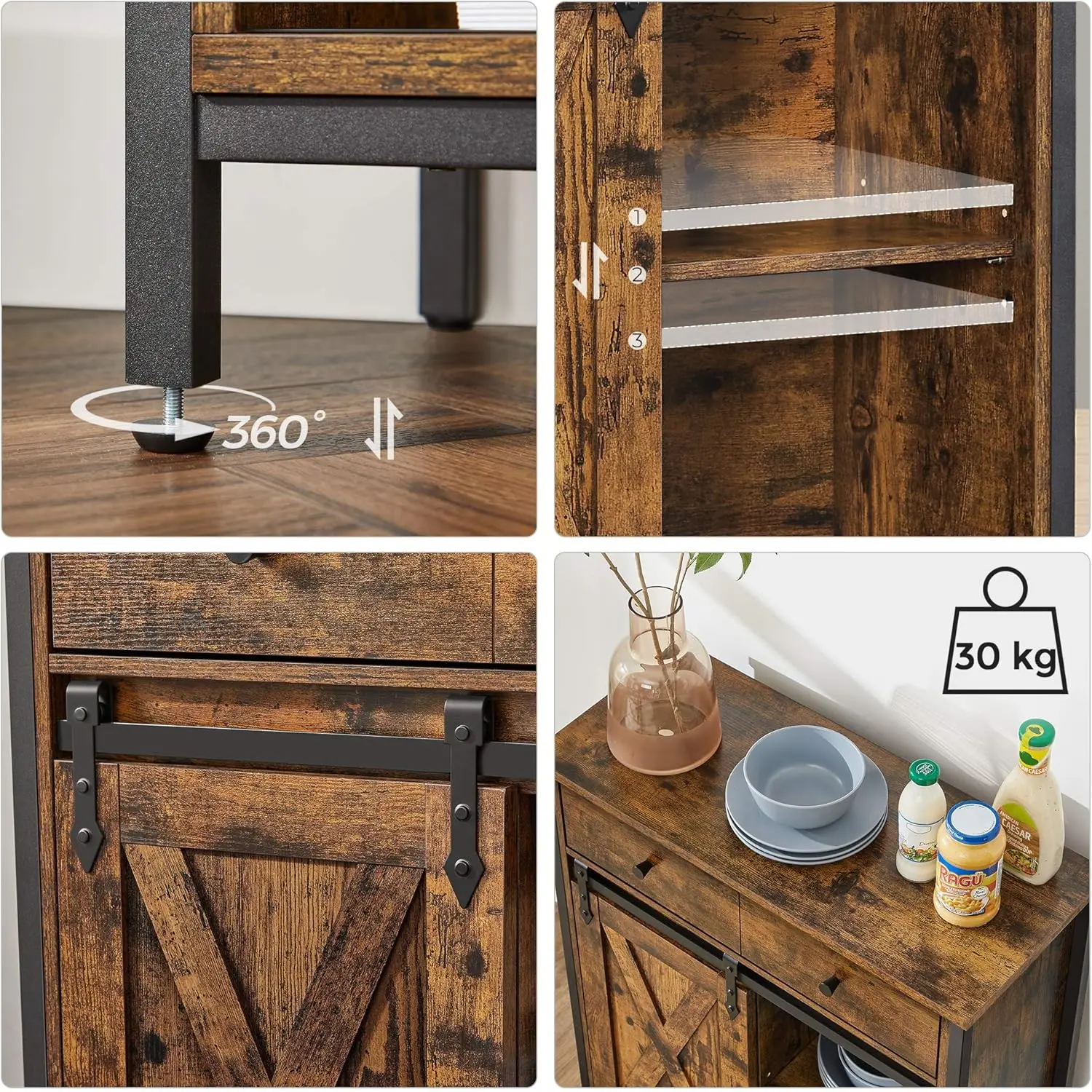 Тумба Vasagle LSC100B01 (Rustic Brown/Black) - 6