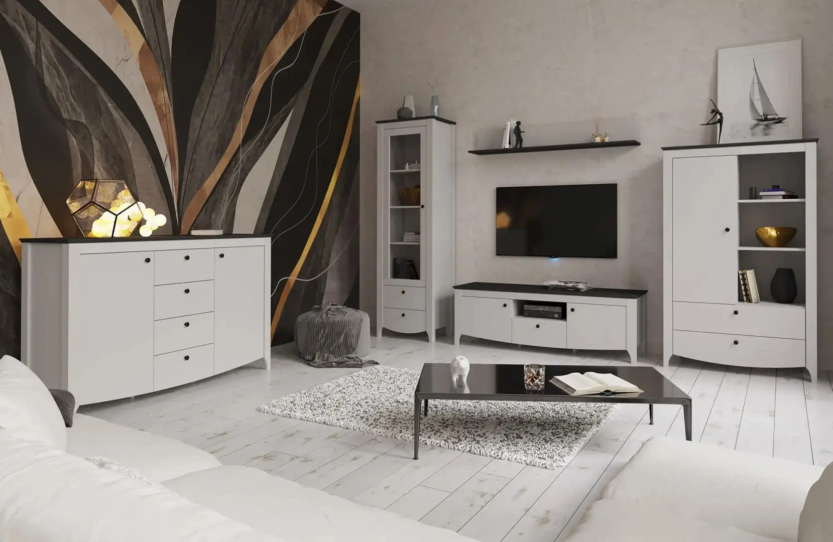 Comoda Yasen Karina KOM2D4S (Nymphea Alba/Sonoma Oak Truffle)