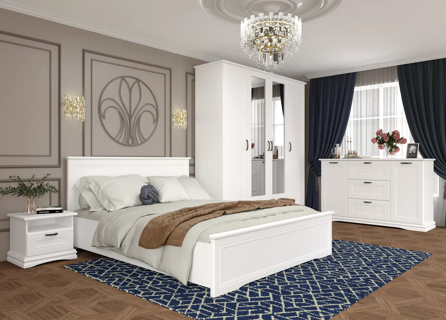 Комод Yasen Сардиния 2Д3Ш (Нимфея Альба/Белый Супермат)