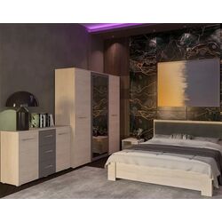 Тумба Yasen Бари 2Д3Ш (Гикори Рокфорд Светлый/Графит Серый) Thumb