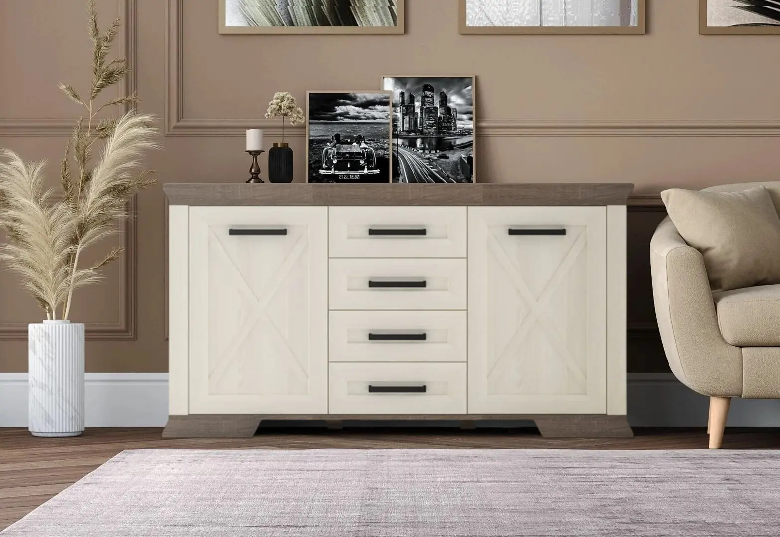 Tumba Yasen Marsel KOM2D4S (Snow Ash/Sonoma Oak Truffle)