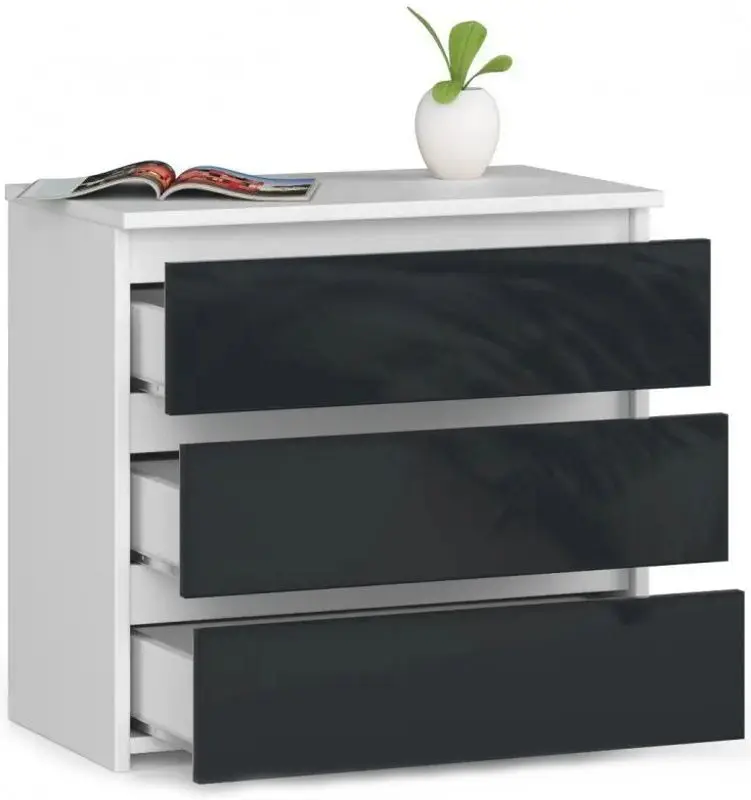 Тумба прикроватная Akord CL3 3SZ (White/Graphite Gloss) - 2