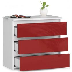 Тумба прикроватная Akord CL3 3SZ (White/Red Gloss) Thumb
