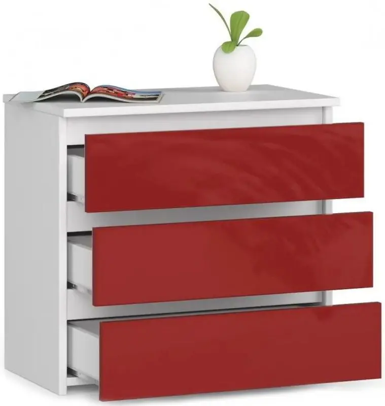Тумба прикроватная Akord CL3 3SZ (White/Red Gloss) - 3