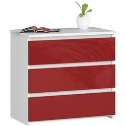 Тумба прикроватная Akord CL3 3SZ (White/Red Gloss)