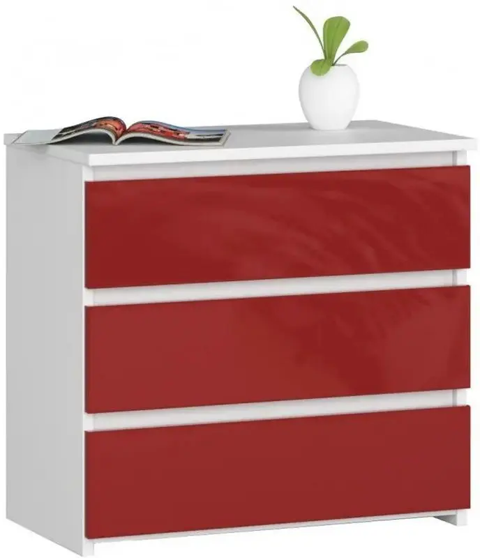 Тумба прикроватная Akord CL3 3SZ (White/Red Gloss)