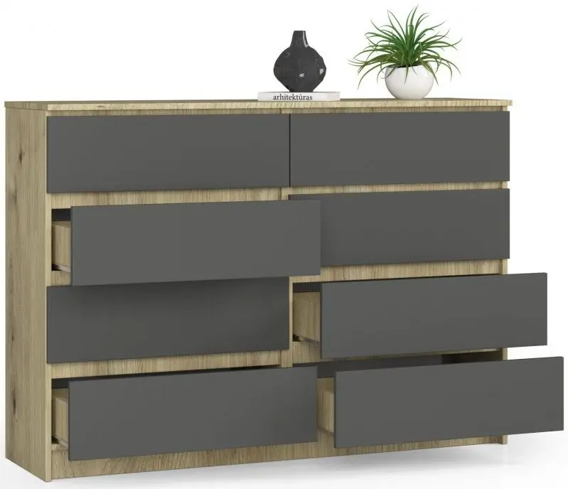 Комод Akord K140 8SZ (Artisan Oak/Graphite Gray)