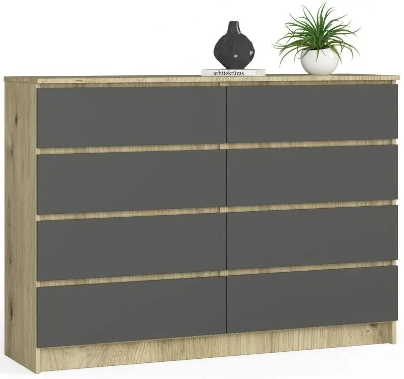 Комод Akord K140 8SZ (Artisan Oak/Graphite Gray)