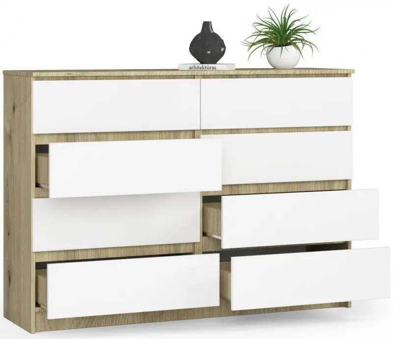 Comoda Akord K140 8SZ (Artisan Oak/White)