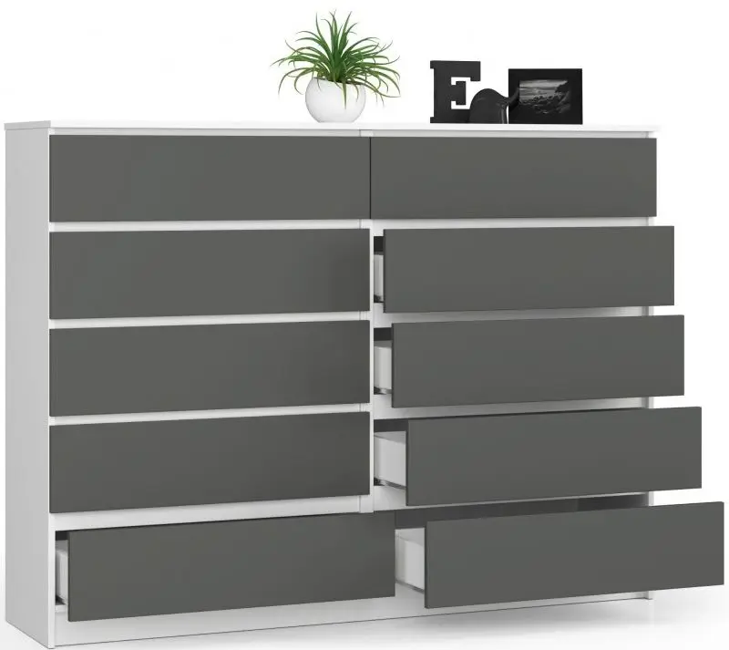 Comoda Akord K160 10SZ (White/Graphite Grey)