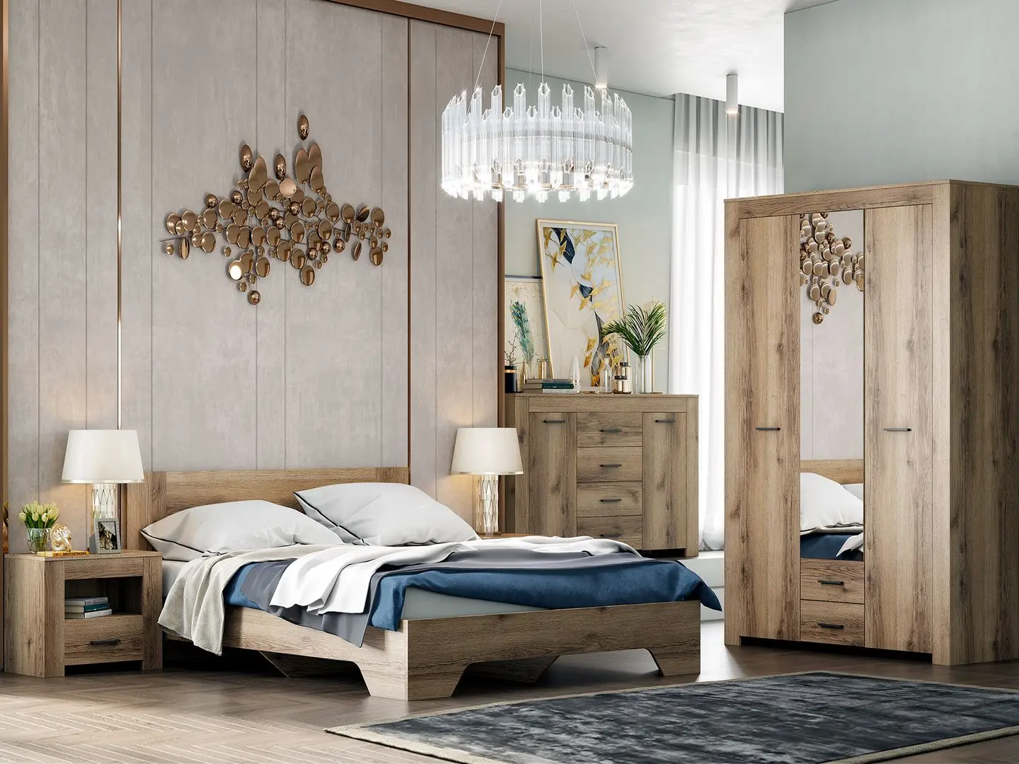 Comoda Астрид-Мебель Kvadro КВД.33 (Delano Oak Light) - 4