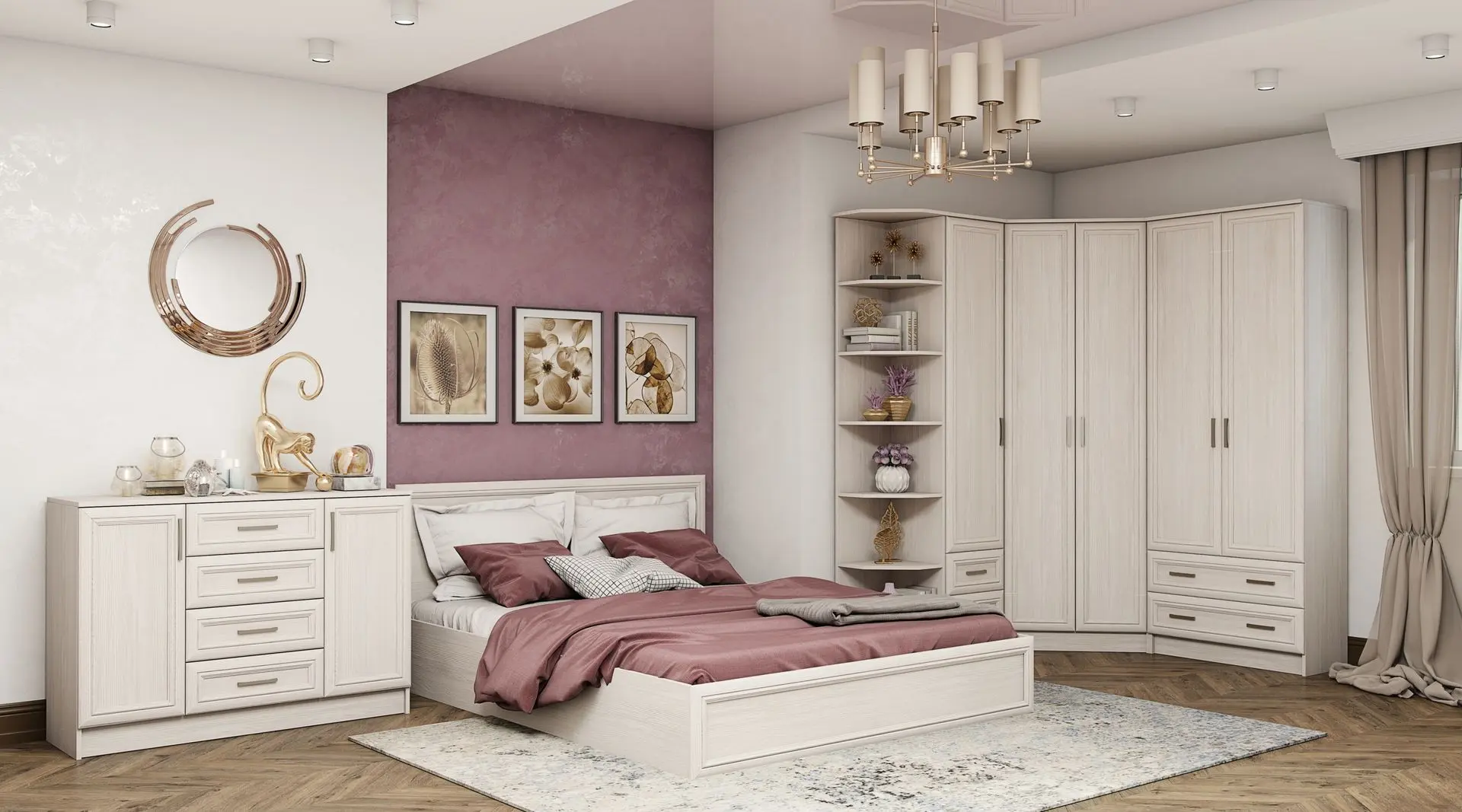 Comoda combinata Астрид-Мебель Printsessa ПРН.18 3D (Ash Anchor White)