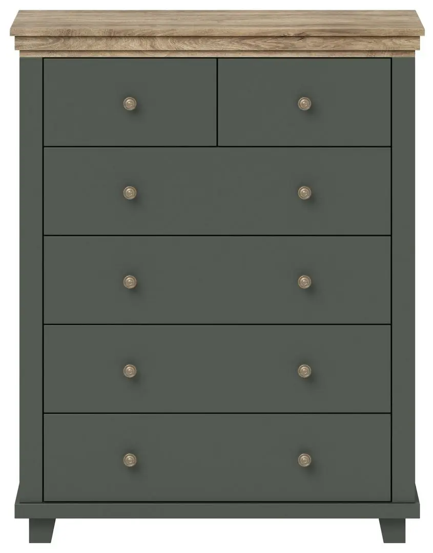 Комод Helvetia Evora №45 6S (Green/Lefkas Oak)