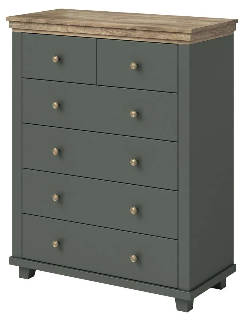 Комод Helvetia Evora №45 6S (Green/Lefkas Oak)
