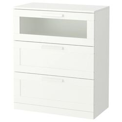 Comoda Ikea Brimnes 3 sertareа 78x95 (Alb/Sticla Mata)