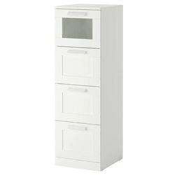 Comoda Ikea Brimnes 4 sertare 39x124 (Alb/Sticla Mata)