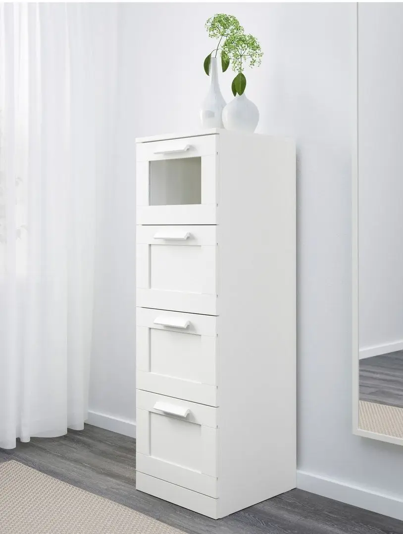 Комод Ikea Brimnes 4 ящика 39x124 (Белый/Матовое Стекло)
