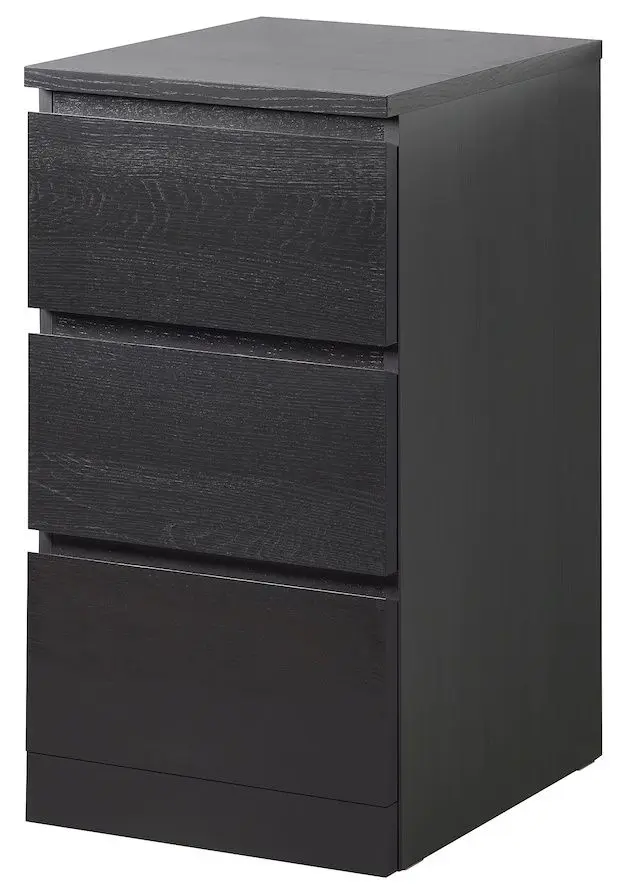 Comoda Ikea Malm 3 sertare 40x78 (Negru-Maro)