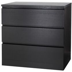Comoda Ikea Malm 3 sertare 80x78 (Negru-maro)