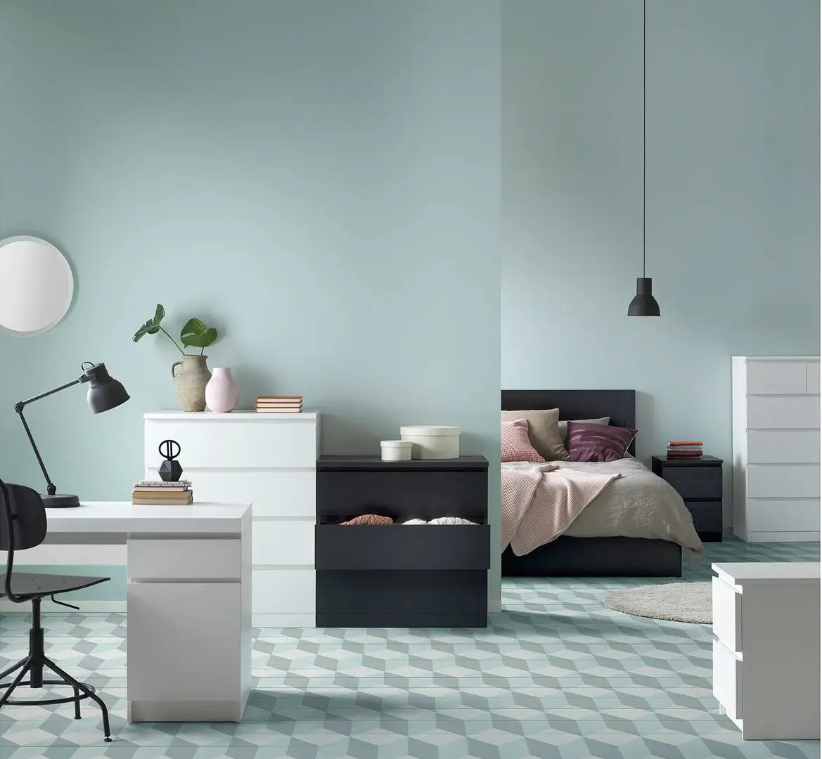 Comoda Ikea Malm 3 sertare 80x78 (Negru-maro)