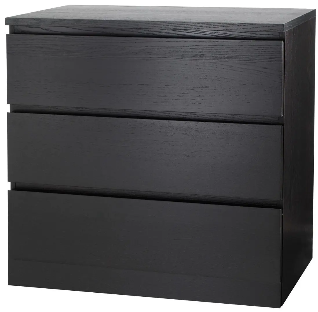 Comoda Ikea Malm 3 sertare 80x78 (Negru-maro)