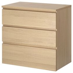 Comoda Ikea Malm 3 sertare 80x78 (Furnir stejar)
