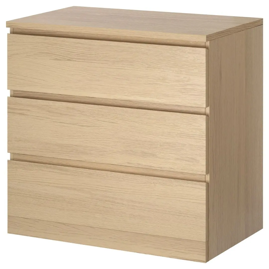 Comoda Ikea Malm 3 sertare 80x78 (Furnir stejar)