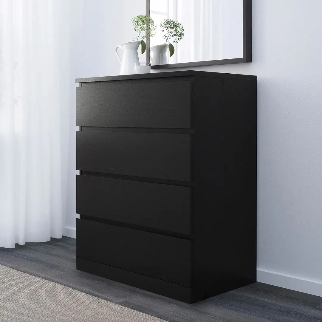 Comoda Ikea Malm 4 sertare 80x100 (Negru-maro)