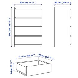 Comoda Ikea Malm 4 sertare 80x100 (Negru-maro) Thumb