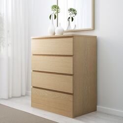 Comoda Ikea Malm 4 sertare 80x100 (Furnir stejar) Thumb