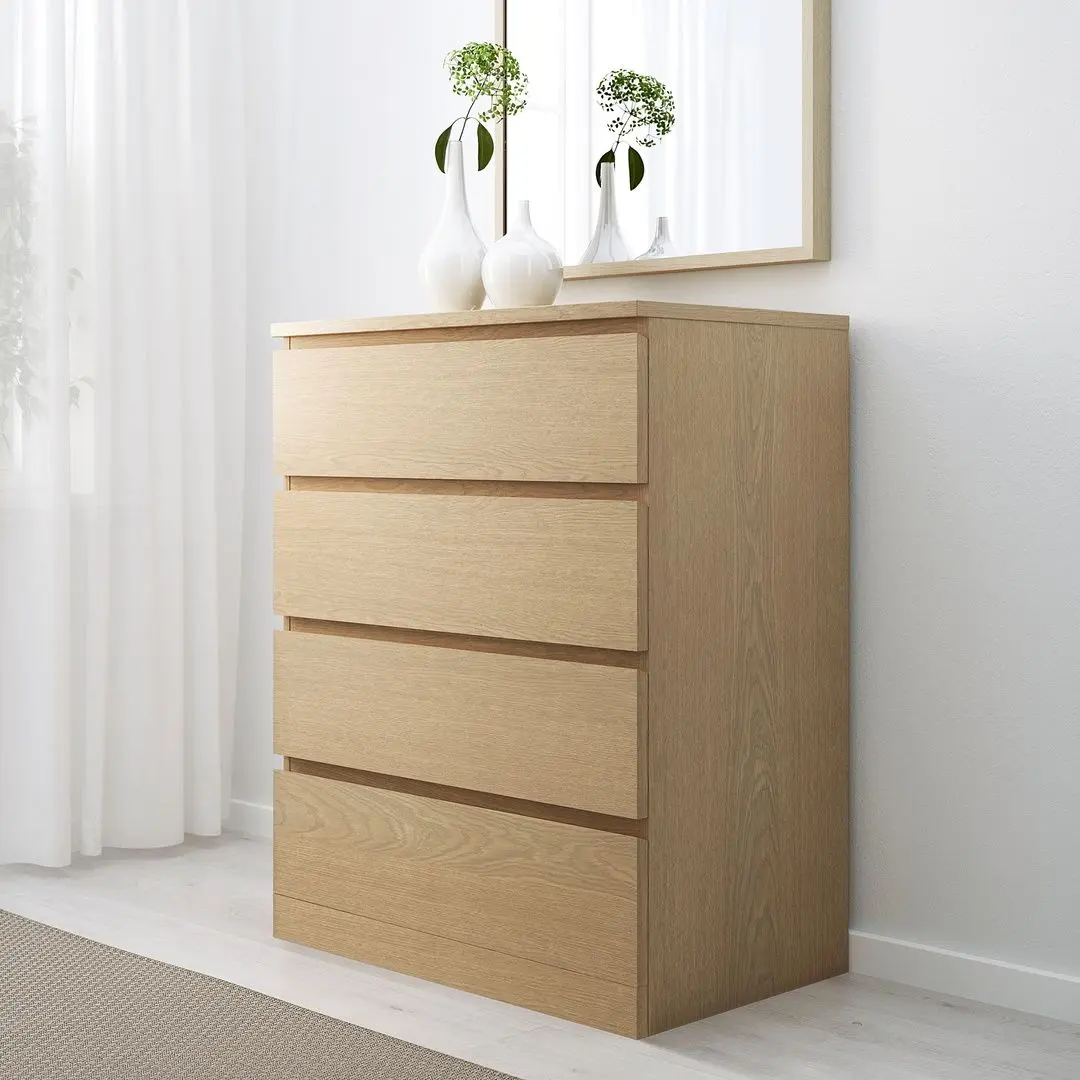 Comoda Ikea Malm 4 sertare 80x100 (Furnir stejar)