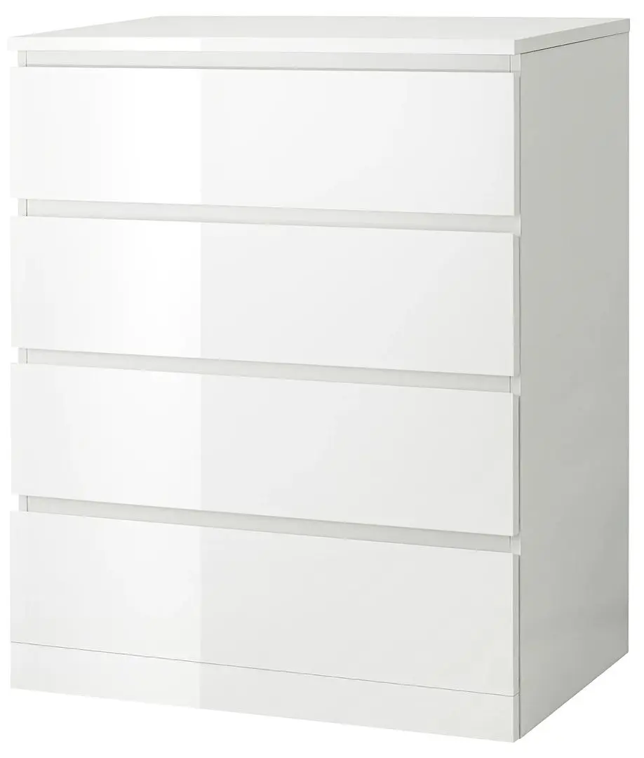 Comoda Ikea Malm 4 sertare 80x100 (Lucios Alb)
