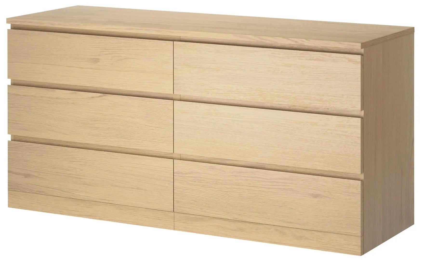 Comoda Ikea Malm 6 sertare 160x78 (Furnir Stejar Alb)