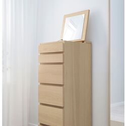Comoda Ikea Malm 6 sertare 40x123 (Furnir Stejar Alb/Oglinda) Thumb