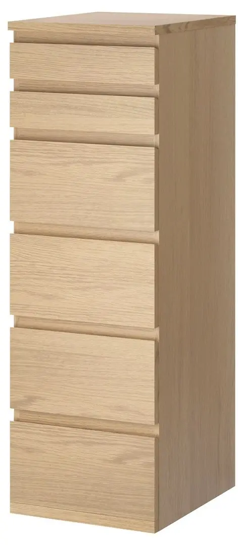 Comoda Ikea Malm 6 sertare 40x123 (Furnir Stejar Alb/Oglinda)