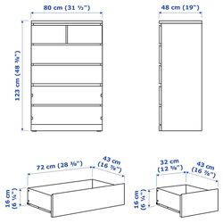 Комод Ikea Malm 6 ящиков 80x123 (Белый) Thumb